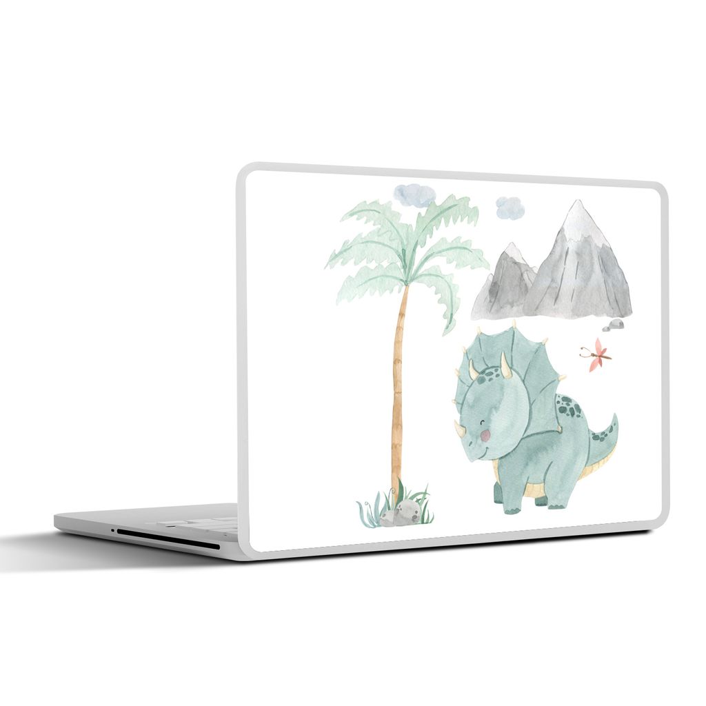 MuchoWow Laptop Aufkleber Sticker Cover Kinderzimmer - Dinosaurier - Berg - Jungen - Mädchen - Kind 31x22.5 cm - Laptop-Deko