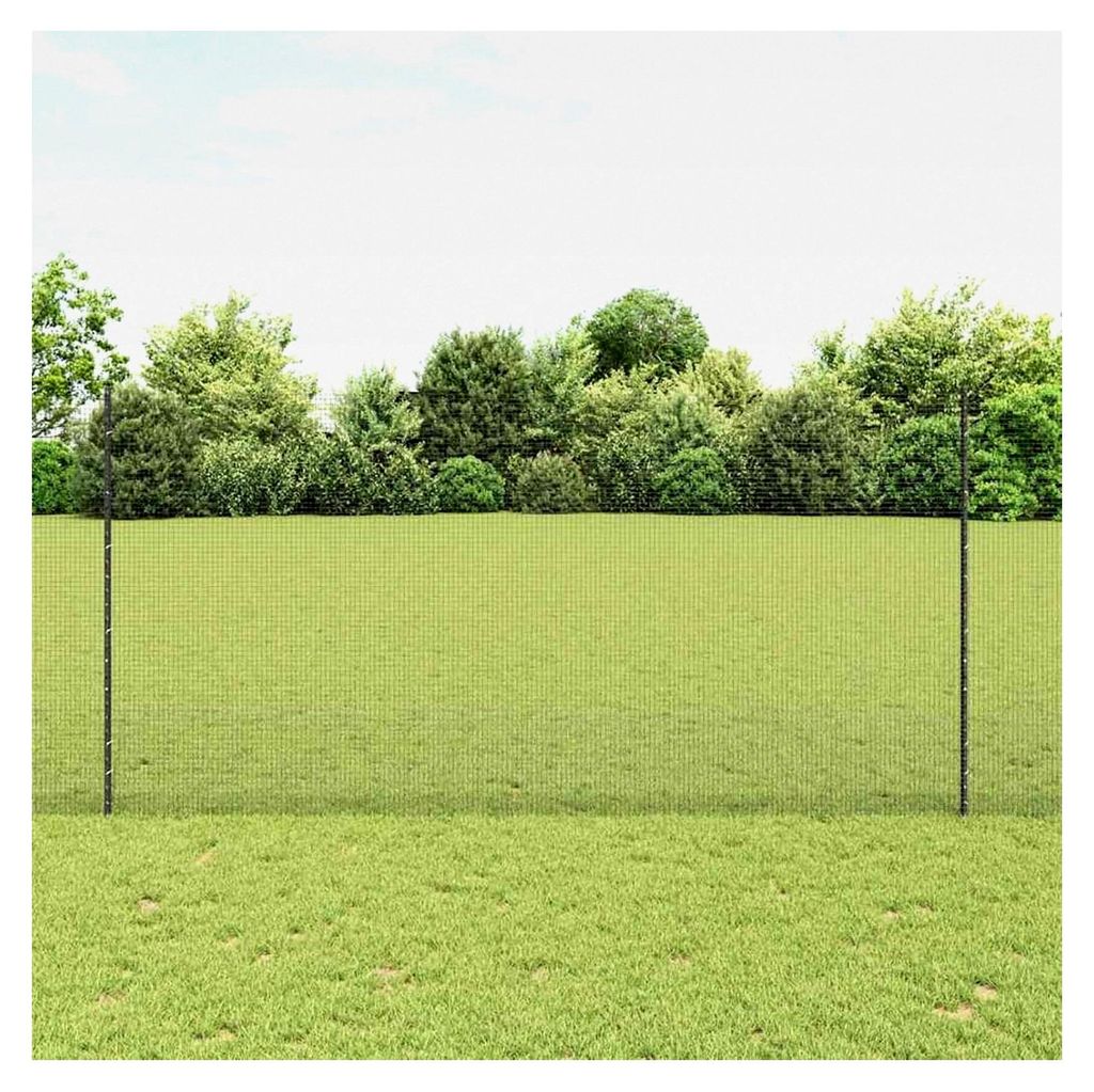 Geschweißter Drahtzaun mit 44 U-Pfosten Grau 1,5 x 50 m Stahl, Gartenzaun Maschendraht Sichtschutz für Garten, Hof, Kaninchen, Hühner, Haustiere