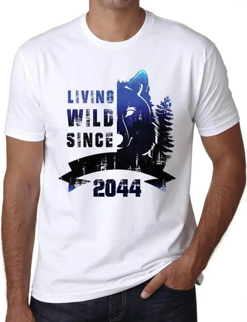 Herren Grafik T-Shirt Wildes Leben seit 2044 – Living Wild Since 2044 – Öko-Verantwortlich Vintage Jahrgang Kurzarm Lustige Druck Geburtstag G...
