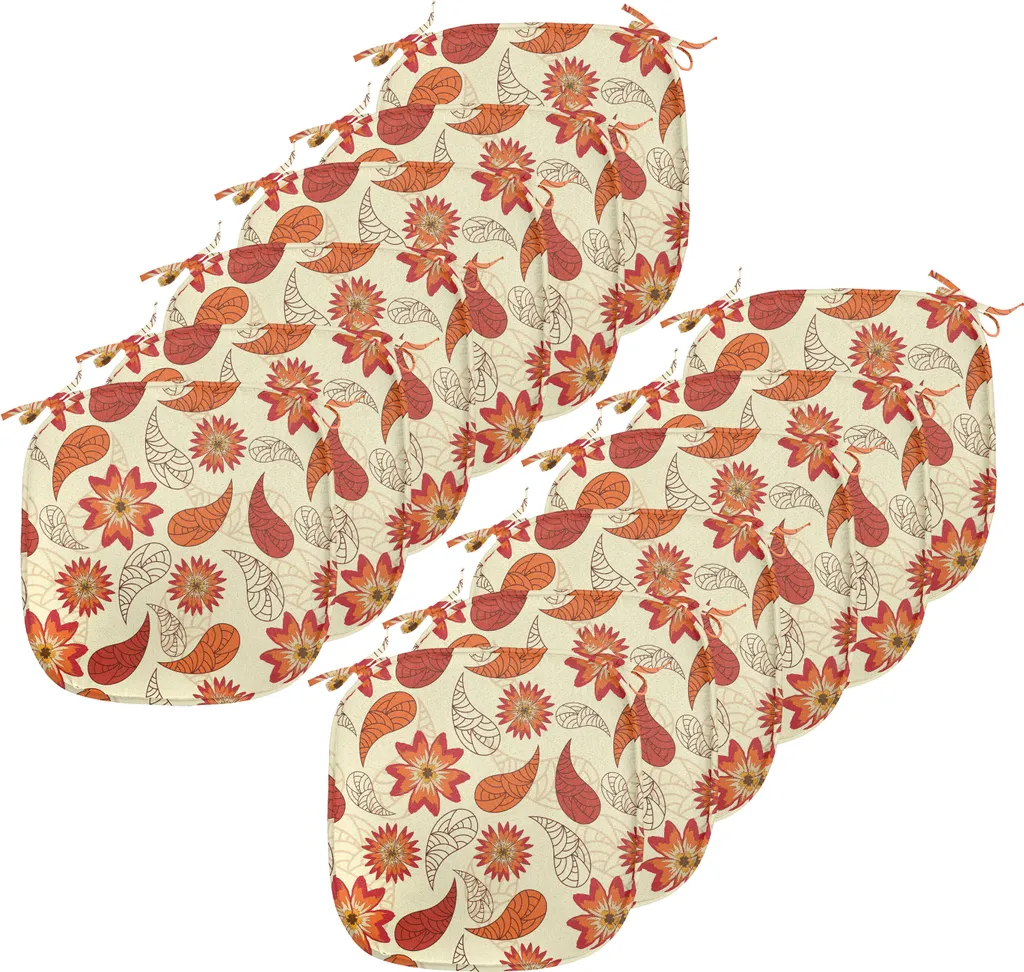 ABAKUHAUS Coussin de Chaise Orange à Fleurs de Pavot, Lot de 12, 40x40 cm