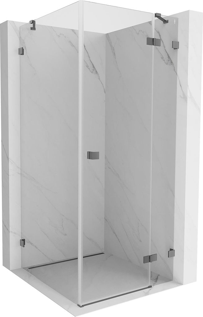 Mexen Lunar Duschkabine, schwenkbar, rechts 80 x 80 cm, transparent, Gun Metal - 834-080-080-95-00-P