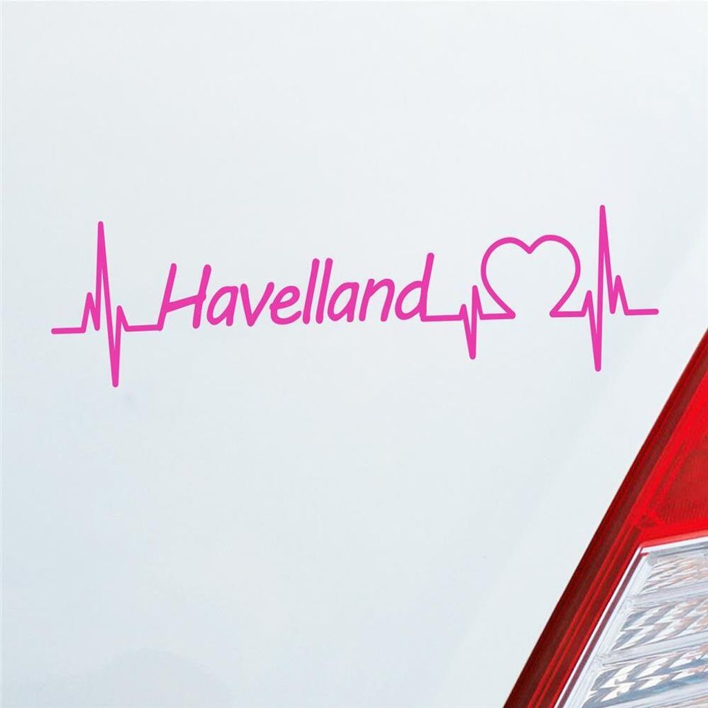 Auto Aufkleber Havelland Puls Herzschlag mit Ferien Region Motiv 19x5 cm Pink Sticker Heckscheibenaufkleber