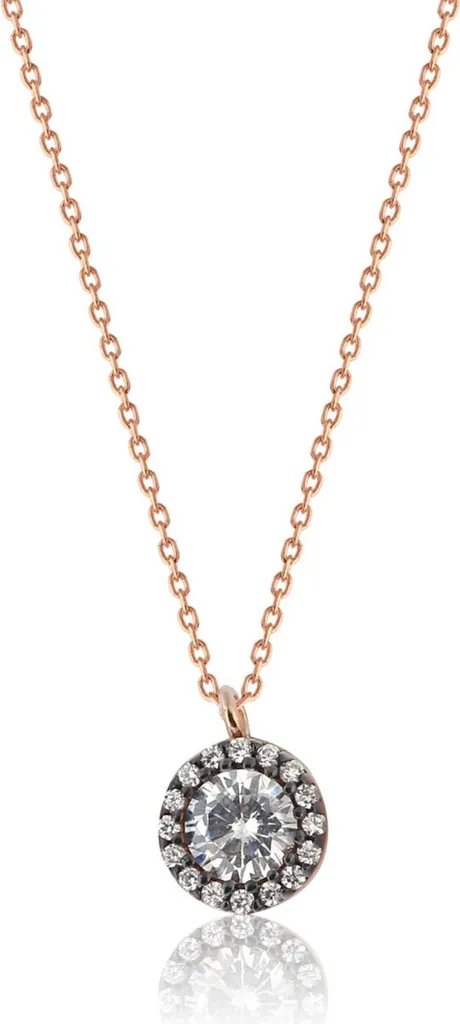 Collier en argent 925 aspect diamant et pendentif zircone rhodié
