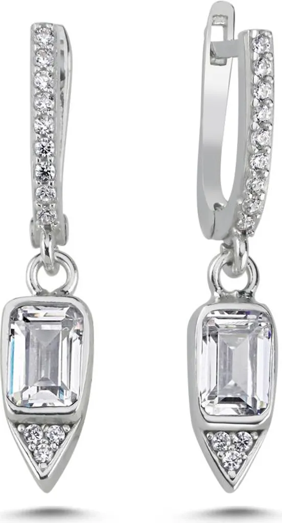 Boucles d'oreilles argent 925 avec zircons taille baguette forme U
