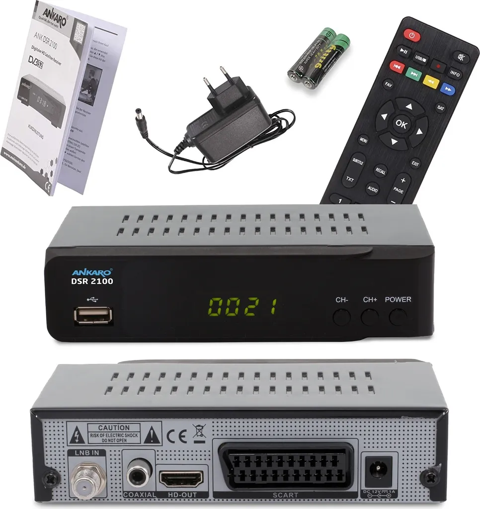 Récepteur DVB-S HDTV ANKARO DSR 2100/PVR avec Port USB Multimédia Noir