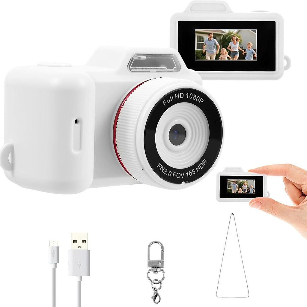 Mini Kamera Schlüsselanhänger 1080P HD, Vintage Digitalkamera, 0,96 Zoll Display, wiederaufladbar, tragbar, Geschenk für Kinder & Anfänger