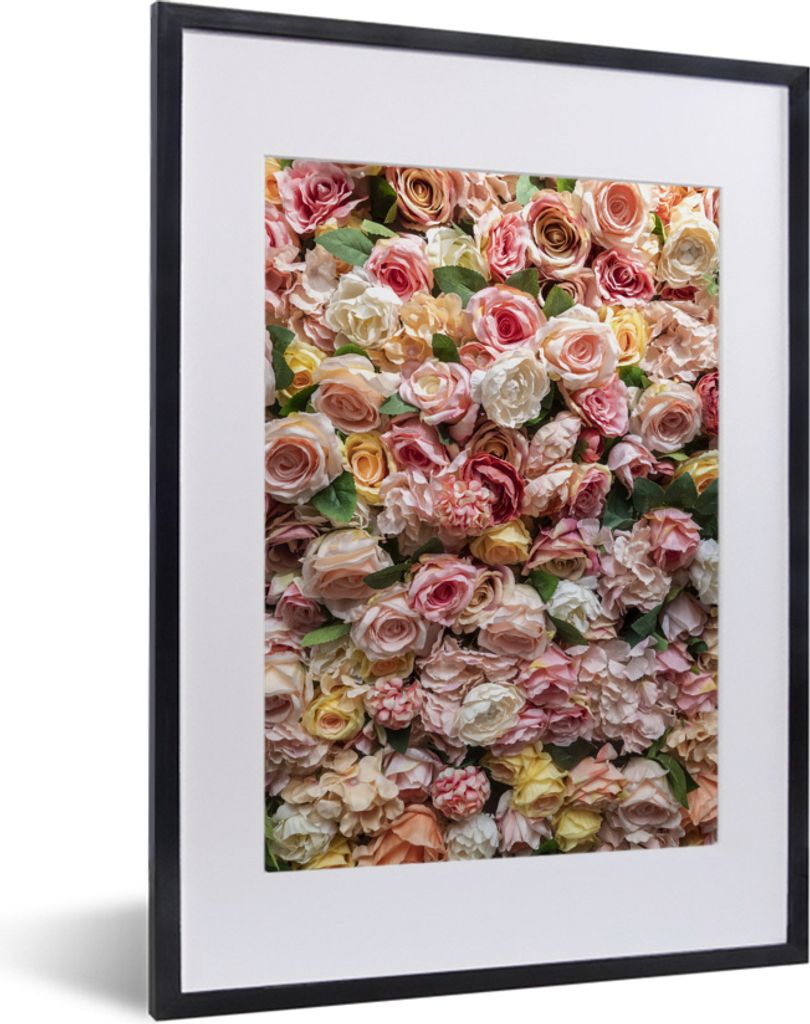 MuchoWow MuchoWow Gerahmtes Poster Rosen - Farben - Wand 30x40 cm - Poster mit zchwarzem Bilderrahmen - Wandposter Schlafzimmer