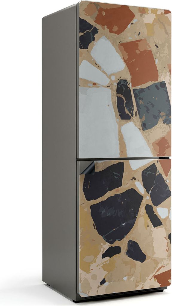 Nahaufnahme eines Steinmosaiks – Magnetische Kühlschrank Abdeckung – Dekorfolie magnetisch Küche – Kühlschrank Magnet Deko – selbstklebe...