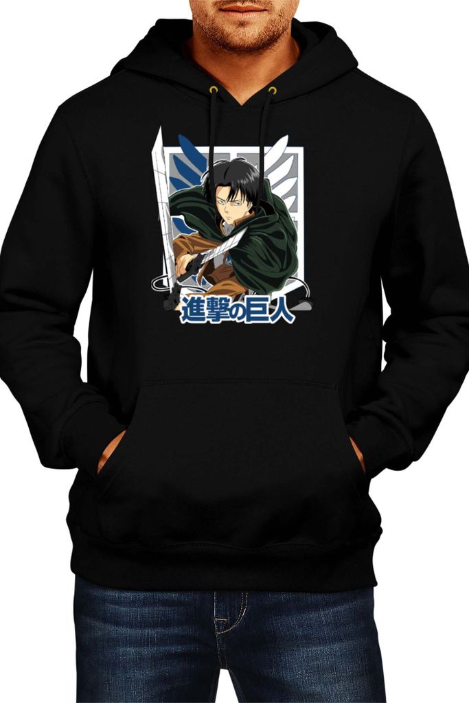 Herren Kapuzenpullover Japan Animation Manga Anime Comics Attack Anime On Titan Levi Ackerman 01 Levi Titan Attack, Man 2XL / Schwarz