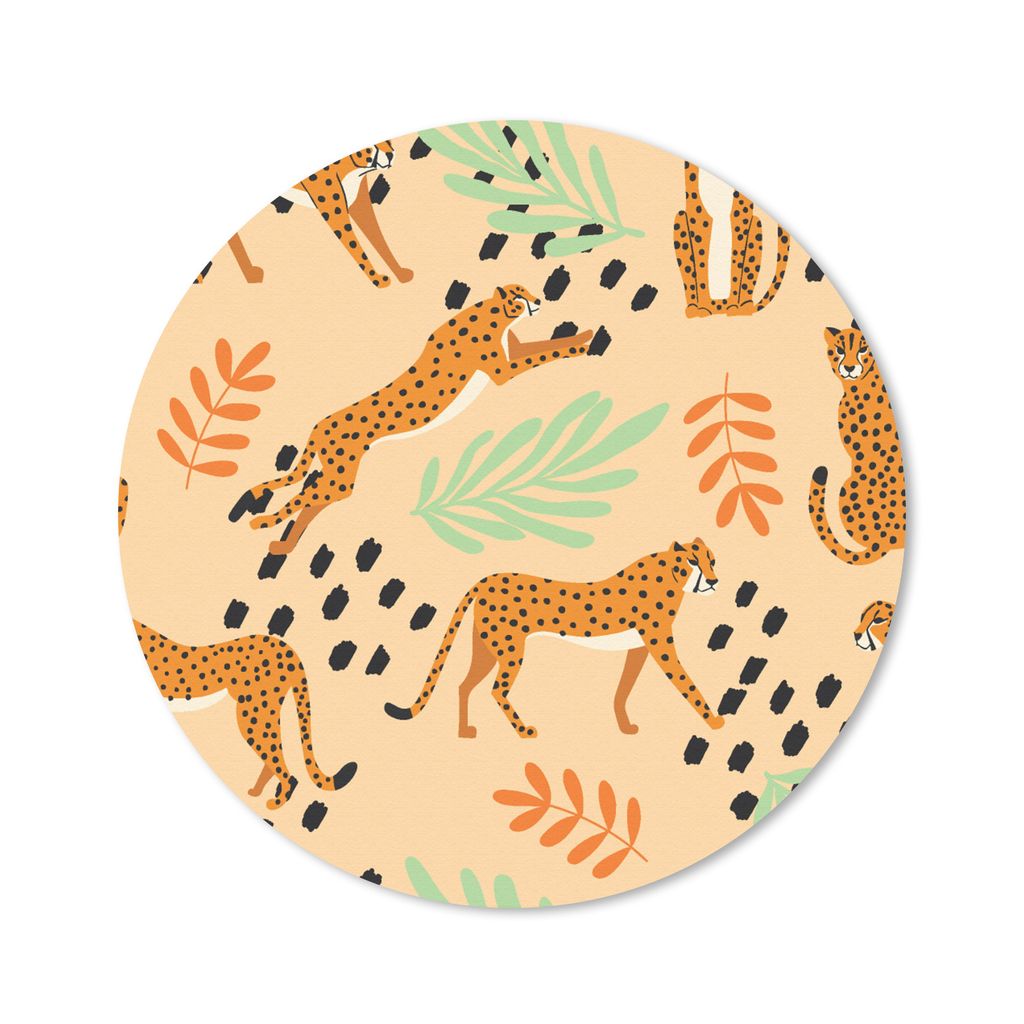 MuchoWow Mauspad Mousepad Muster - Gepard - Blätter 20x20 cm - Mousepads - Maus Mat - Pad - Mausunterlage - Schreibtischmatte