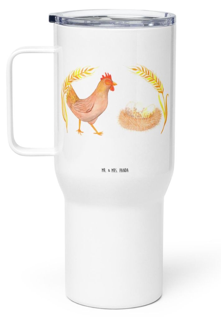 Mr. & Mrs. Panda thermosbecher Huhn Stolz - Weiß - Geschenk, Großer Thermobecher, Spruch, To-Go-Becher, Kaffee-Thermobecher, Bauernhof, Motivatio...