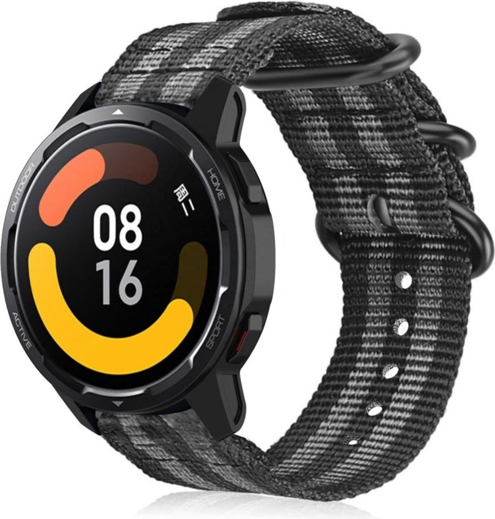 Strap-it Xiaomi Watch S1 Nylon Schnallenarmband (Schwarz/Grau)