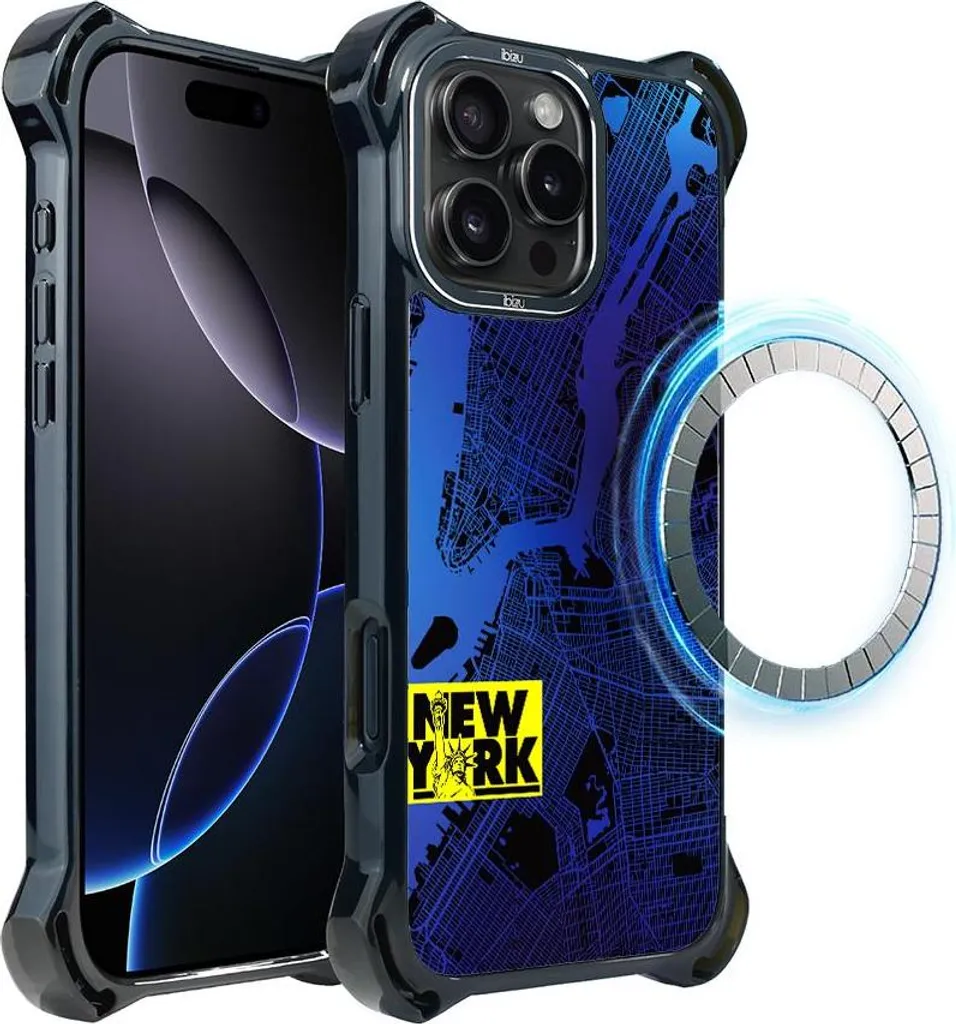 IBIZU Cover iPhone 16 Pro MagSafe Mappa del Mondo New York