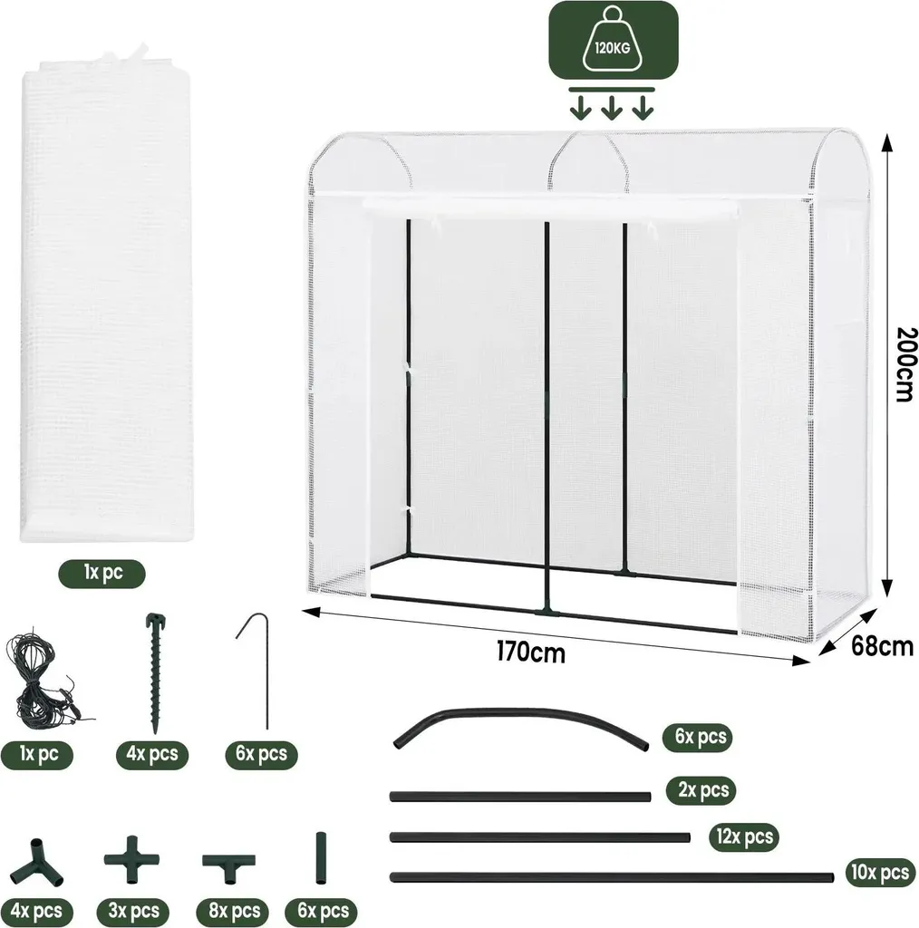 Serre de jardin pour plantes grimpantes et tomates avec porte zippée