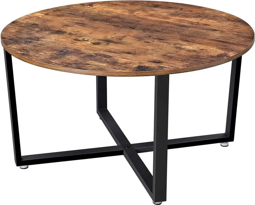 Table Basse Vintage Montage Facile Design Industriel et Cadre en Métal