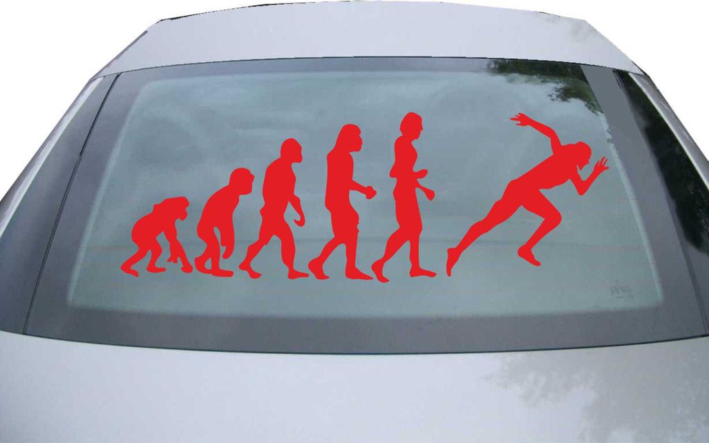 Indigos UG - Aufkleber Heckscheibe & Motorklappe DE7097 - rot - 600x210 mm - Evolution Läufer Sprint - Auto Scheiben Fenster Heckklappe Tuning Rac...