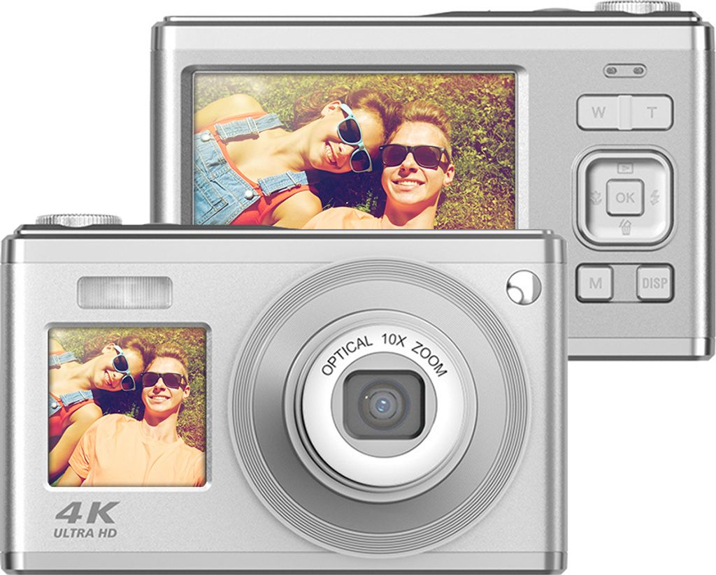 Andoer 2,88 Zoll tragbare Digitalkamera, Kompaktkamera, 60 MP, 4K Ultra HD, 16-facher Zoom, Autofokus, Selbstausloeser, Anti-Verwackelung, mit 2 St...