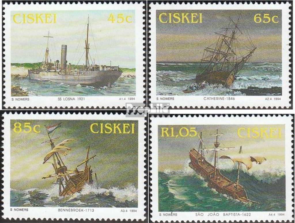 Briefmarken Südafrika - Ciskei 1994 Mi 246-249 (kompl.Ausg.) FDC Schiffswracks