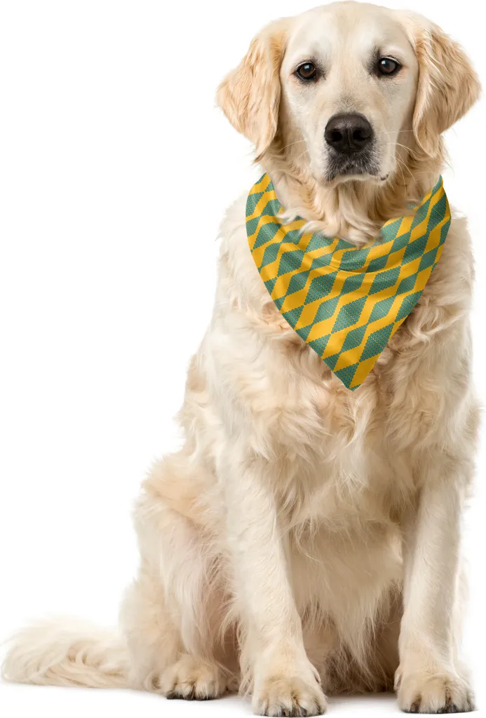 Sciarpa Cani Design Astratto ABAKUHAUS 55cm - Blu e Giallo Terra