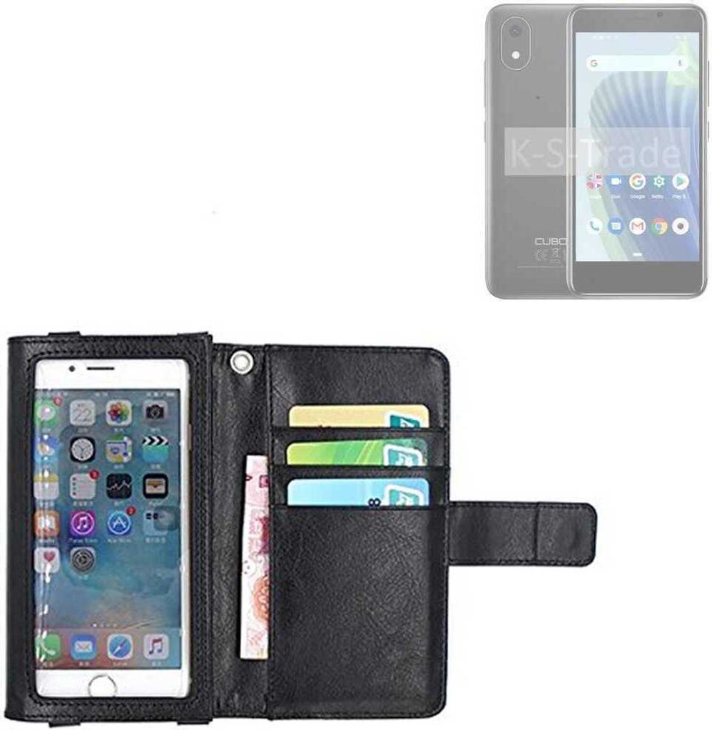K-S-Trade Handy Hülle Schutz Hülle Kompatibel mit Cubot J20 Case mit Displayschutz / Schutzfolie Flip Cover Wallet case Etui Hülle schwarz