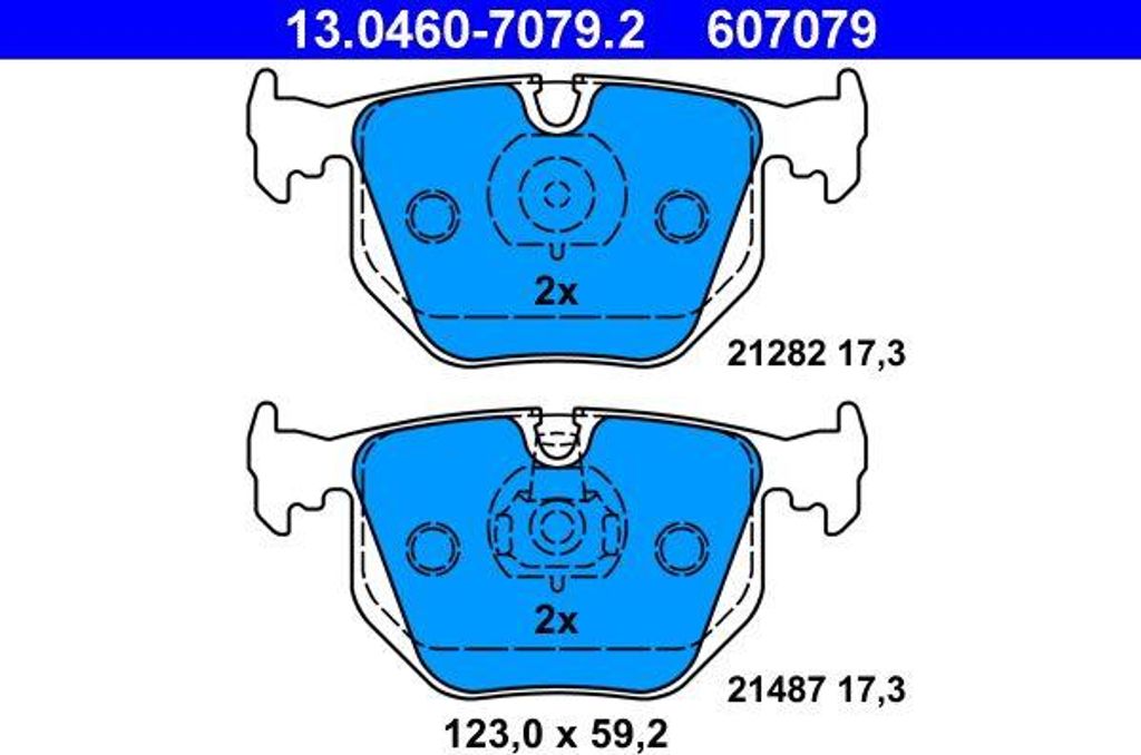 ATE 13.0460-7079.2 Bremsbelagsatz, Scheibenbremse OE 34211164582 kompatibel mit 3er E46, 5er E39, 7er E38, X3, X5, Z4er E86, Z4er E85, Z8er E52, Ra...