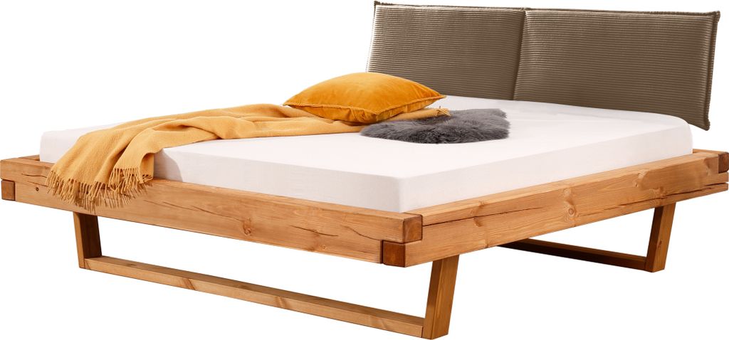 Balkenbett Massivholzbett Kiefer gebeizt geölt massiv 140 x 200 cm - BODIL - Die Möbelfundgrube