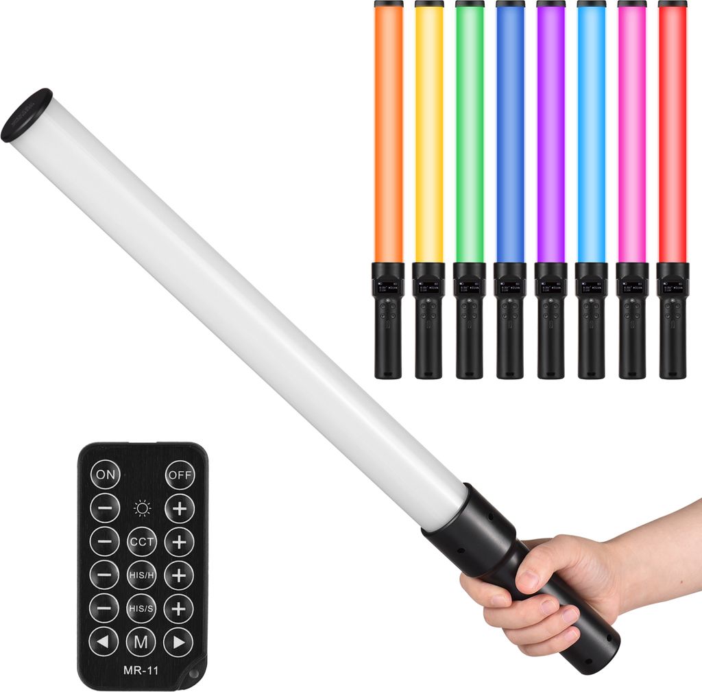 Andoer D3 Handheld RGB Light Tube LED-Videolichtstab 2500K-9900K Dimmbar 21 Lichtszeneneffekte Eingebauter Akku mit LCD-Bildschirm-Fernbedienung fu...