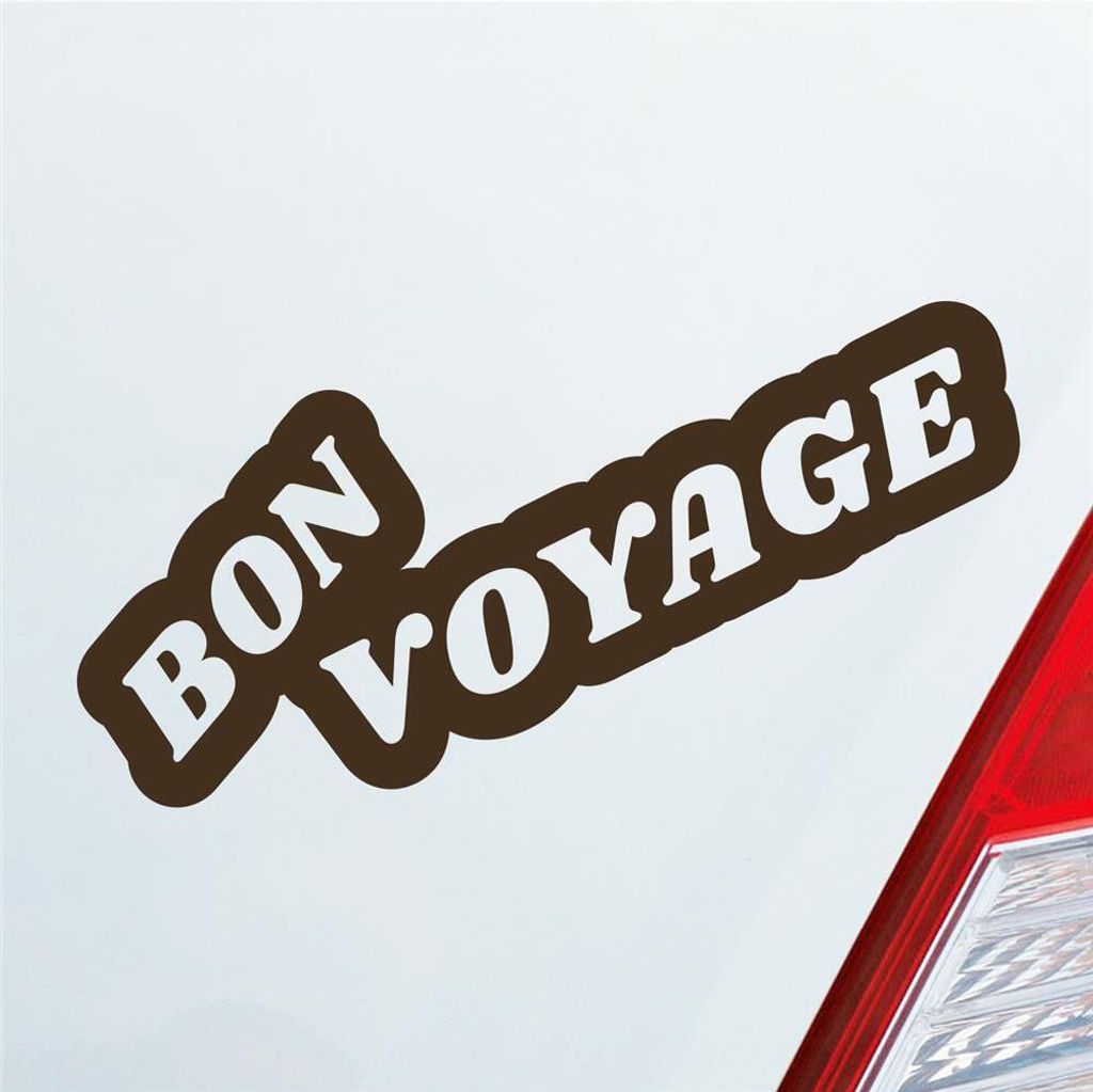Auto Aufkleber Bon Voyage Gute Reise Urlaub Travel Holiday Car 19x8 cm Braun Sticker Heckscheibenaufkleber