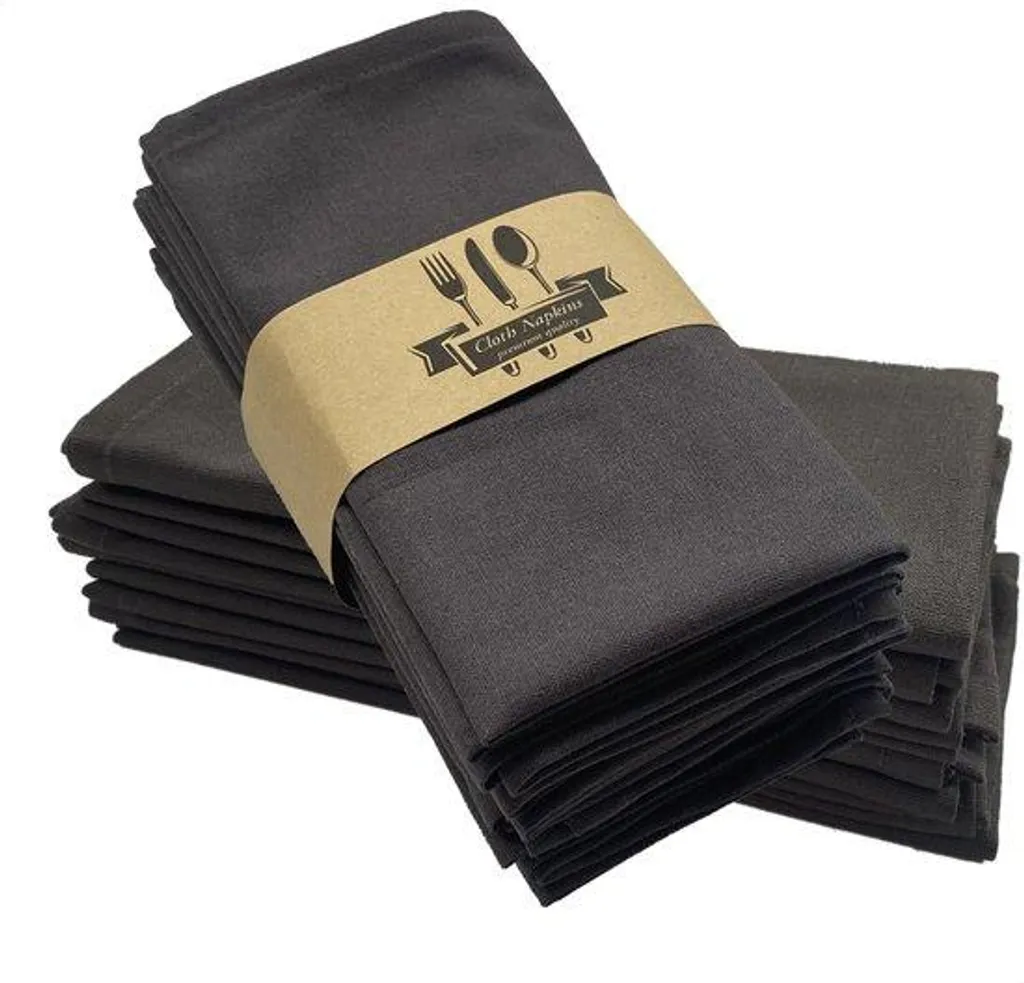 Serviette de Mariage et Réception Coton Gris-Noir 40x40 cm - 40 Pcs