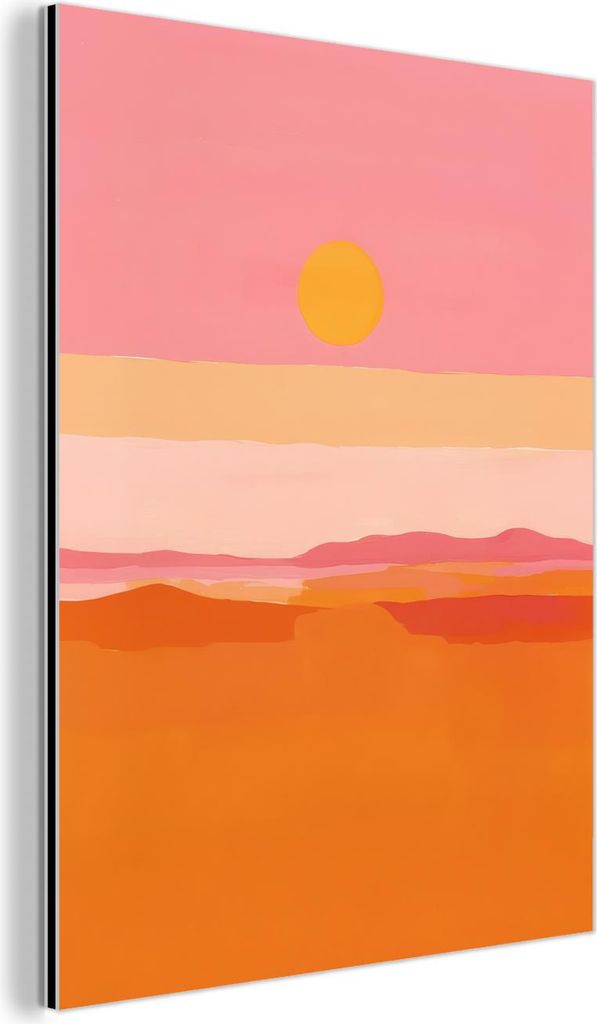MuchoWow Wanddekoration Metall Metallbild Wandkunst 30x40 cm Sonne - Abstrakt - Landschaft - Orange MuchoWow Aluminium Gemälde - Bilder