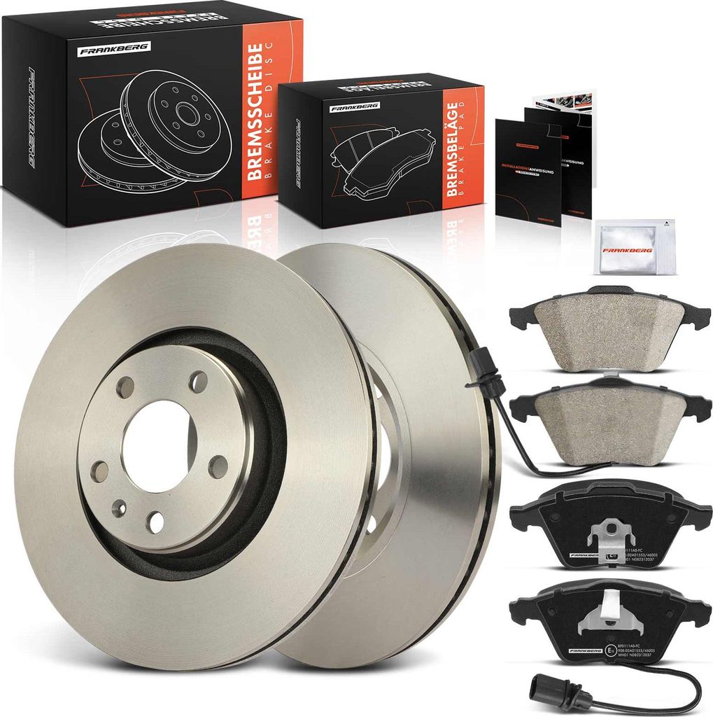 Frankberg 2x Bremsscheiben 4x Bremsbeläge Vorderachse für Audi A6 4F2 C6 4FH C6 4F5 C6 A8 400 400000000 4E2 4E8