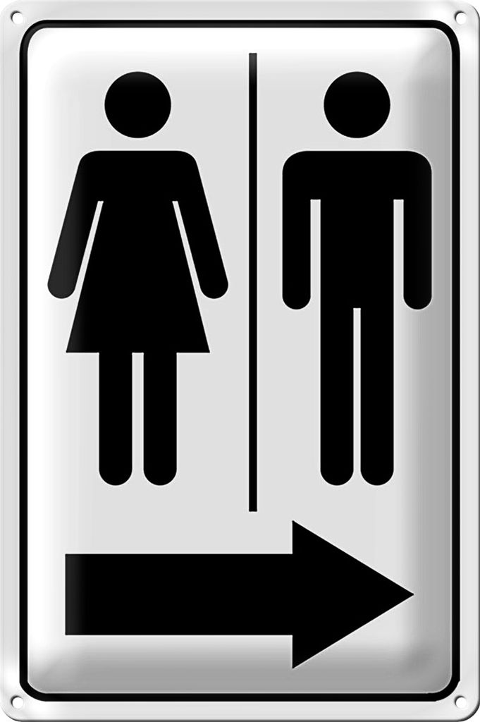Blechschild Hinweis 18x12cm Toilettenfiguren Pfeil rechts