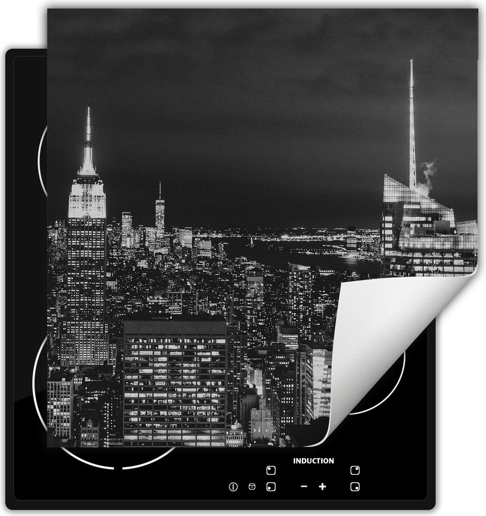 DarHaus Herdabdeckplatte 60x52 cm Anti Rutsch Matte Aufrollbar, nacht - Stadt