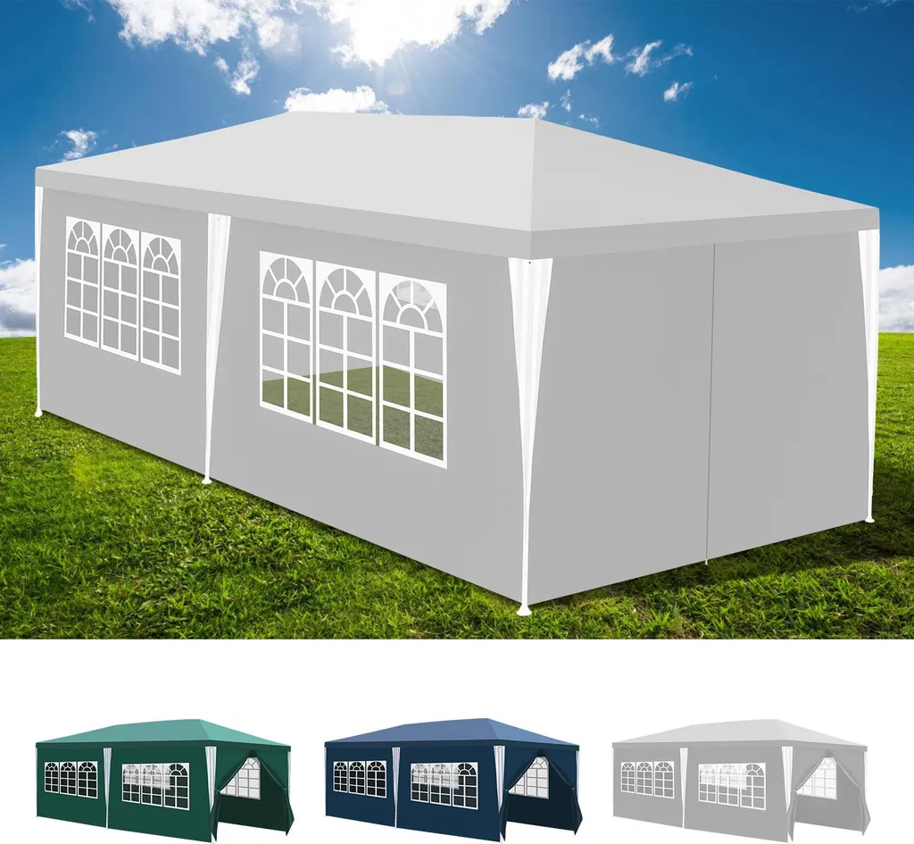 Gazebo da Giardino 3x6 Jayseuw Bianco - Tenda Portatile Eventi