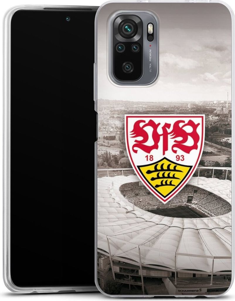 DeinDesign Slim Hülle für Xiaomi Redmi Note 10S Silikon Case Ultra Dünn Handyhülle Offizielles Lizenzprodukt Stadion VfB Stuttgart