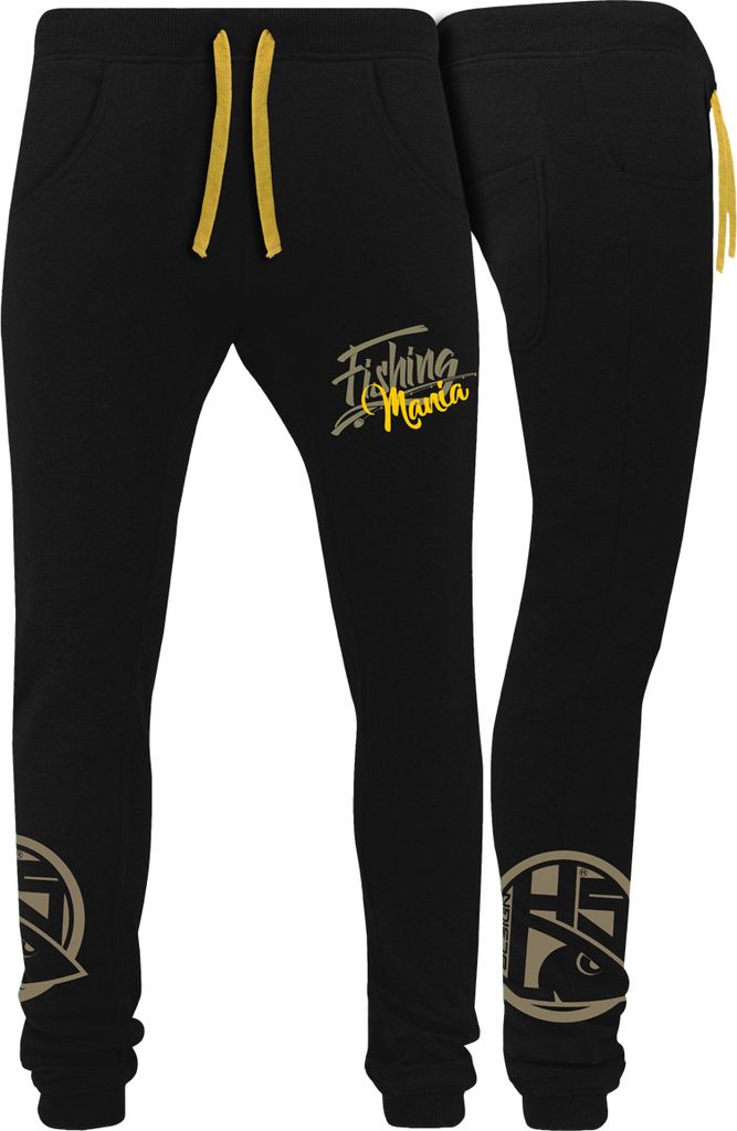 HOTSPOT DESIGN Jogpant Fishing Mania, M, schwarz-gelb, Jogginghose, 010500402