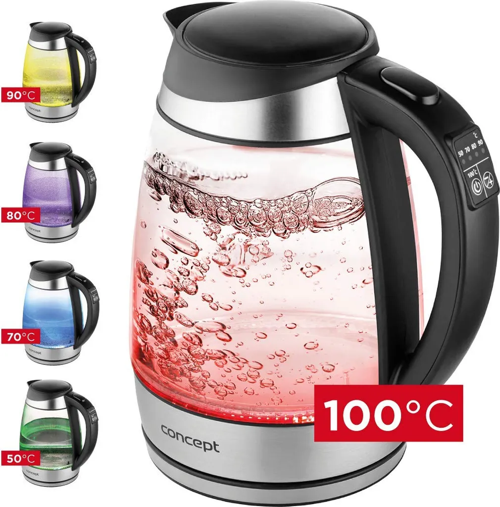 Bouilloire en verre Concept RK4120 - Design moderne 1,7 L haute qualité