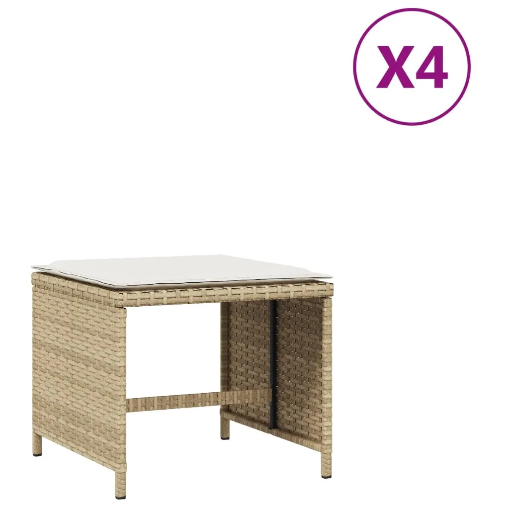 SYFAX™ Sgabelli Giardino Polyrattan: 4 Sedute Beige per Famiglia