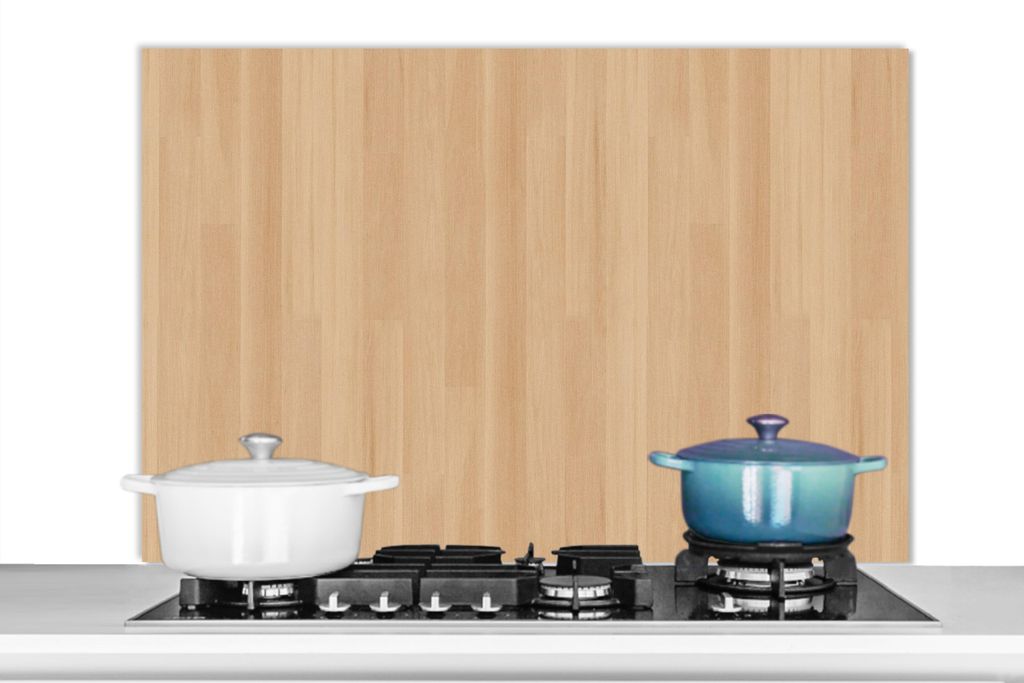 KitchenYeah Spritzschutz Küche - Küchenrückwand - Wandschutz für Herd und Spüle - Natürlich - Holz - Regal - Muster 100x65 - Alu-Dibond (Al...