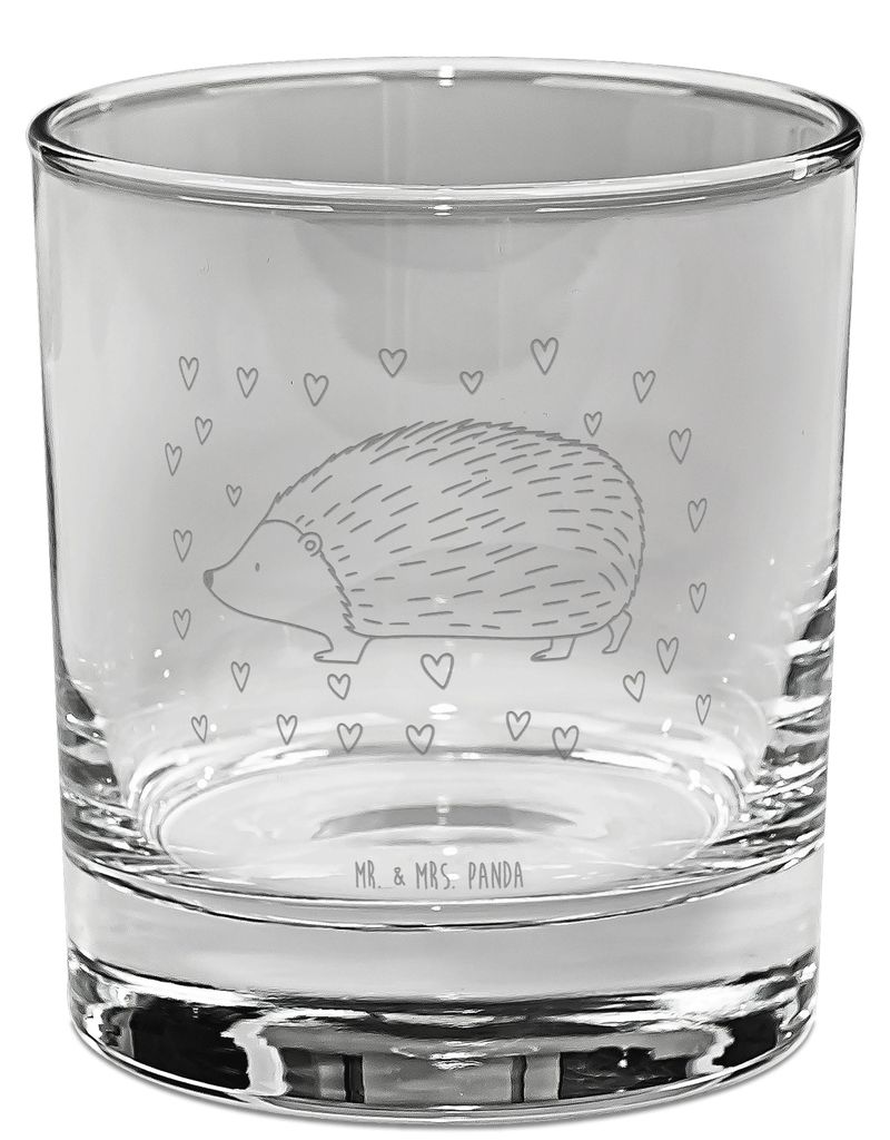 Mr. & Mrs. Panda Tumbler Igel Herzen - Transparent - Geschenk, Vertrauen, Gute Laune, Herz, Glas für Gin, Cocktailglas, gravur, Trinkglas, Kuss, L...