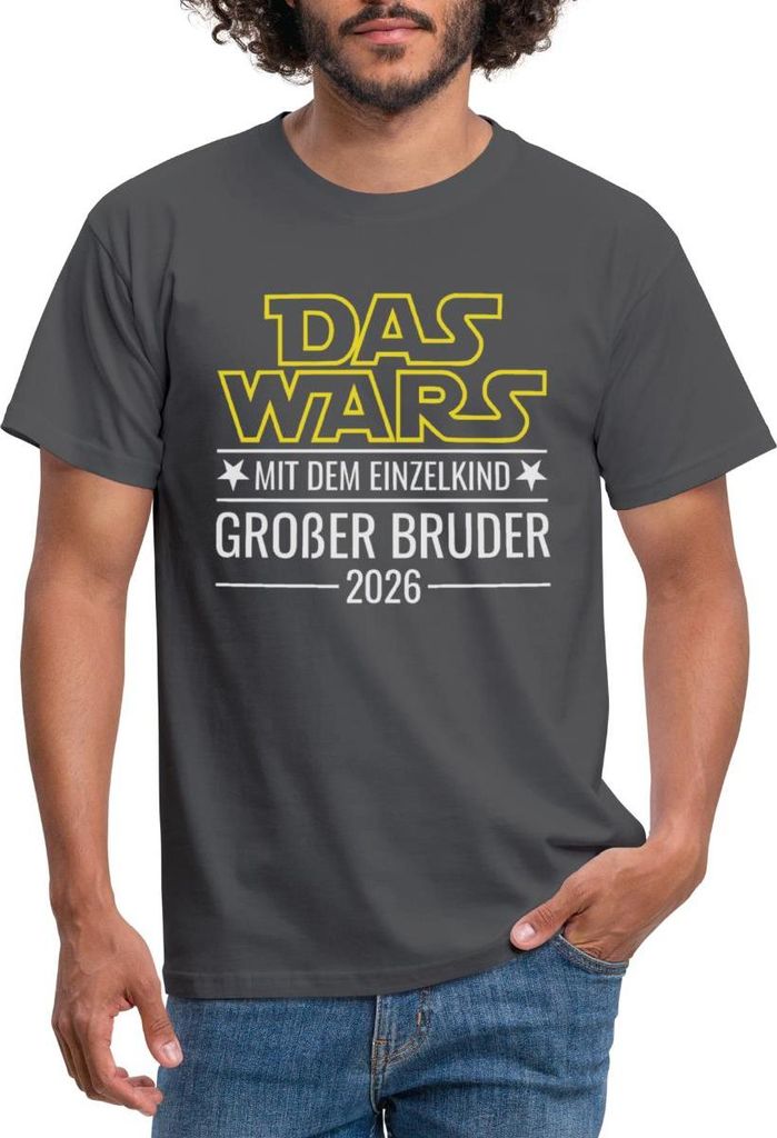 Spreadshirt Das wars mit dem Einzelkind - Großer Bruder 2026 Männer T-Shirt, M, Anthrazit