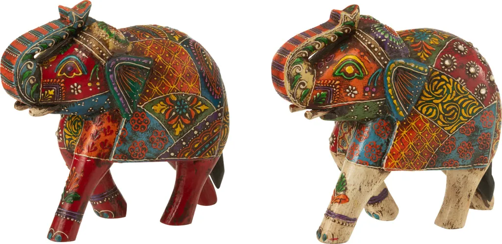 Décoration ethnique : Éléphant J-Line Dehli en bois pour étagère chic