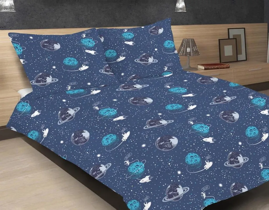 Linge de lit satin soyeux 160x200 cm - Design EXCLUSIF 52 Cosmos