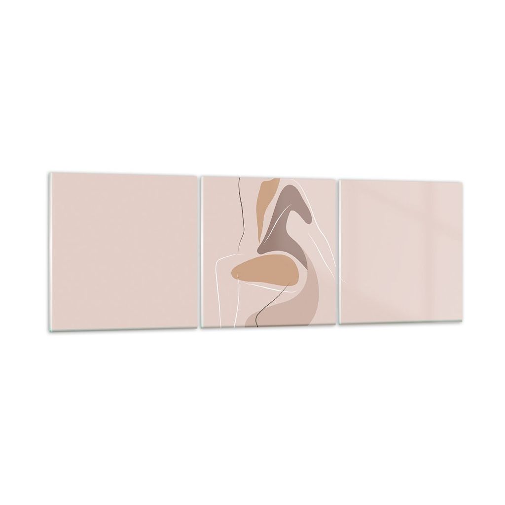 Bilder auf glas - 3 Teile - Buntstift Frau Hut - 120x40cm - Produktbild 