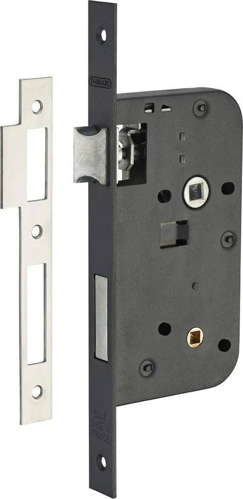 Verrouiller une porte de salle de bain : serrure encastrable noire 50mm
