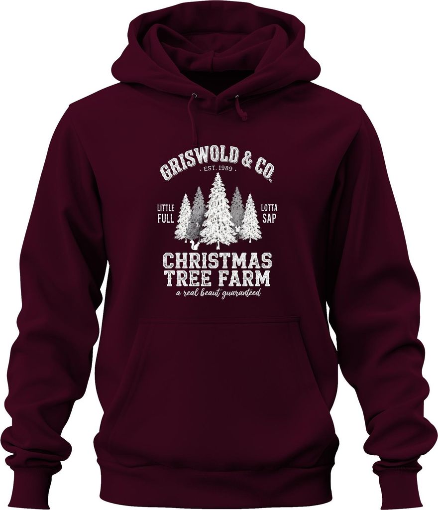 Christmas Tree Farm Griswold Est 1989 Weihnachtsbaumfarm Familie Uni Hoodie Kapuzenpullover, Burgundy, XL