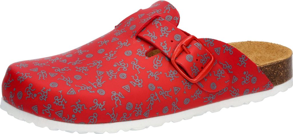 Damen Pantoletten Bioline Clog Print mit verstellbarer Schnalle, dämpfungsaktiv, Größe 41