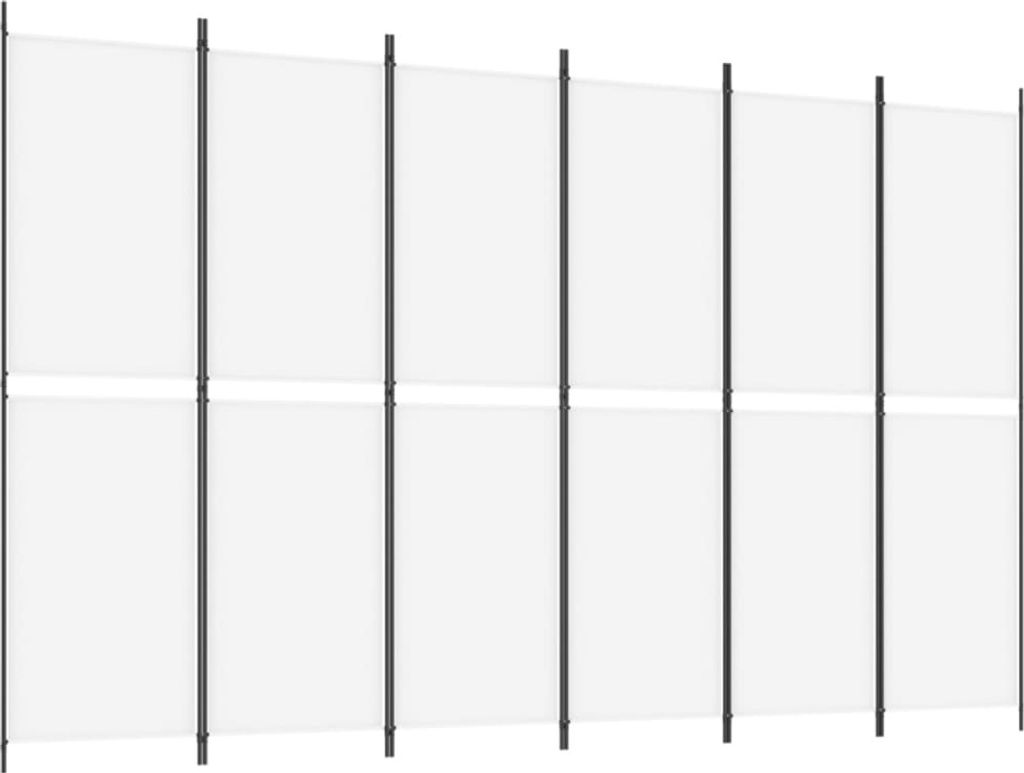 6-tlg. Paravent Weiß 300x200 cm Stoff