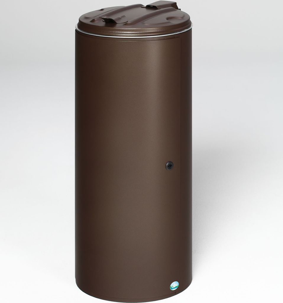 Abfallsammler mit Einflügeltür + Doppelbart-Schloss | 80 Liter, HxBxT 89,5x39x39cm | Verzinkter Stahl | Braun