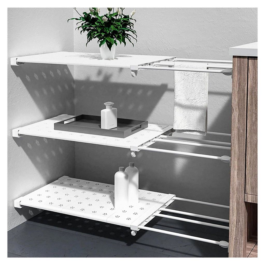 Verstellbare Regale für Schränke, Erweiterbare Einlegeböden für Kleiderschränke, Teleskop Regaltrenner für Kleiderschrank, Küche und Badezimmer